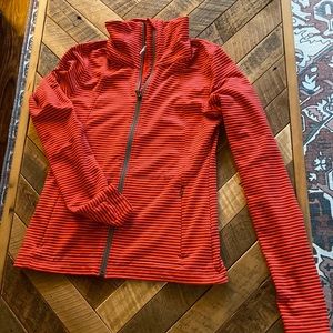Orange/pink with maroon stripes Lole zip up sweatshirt